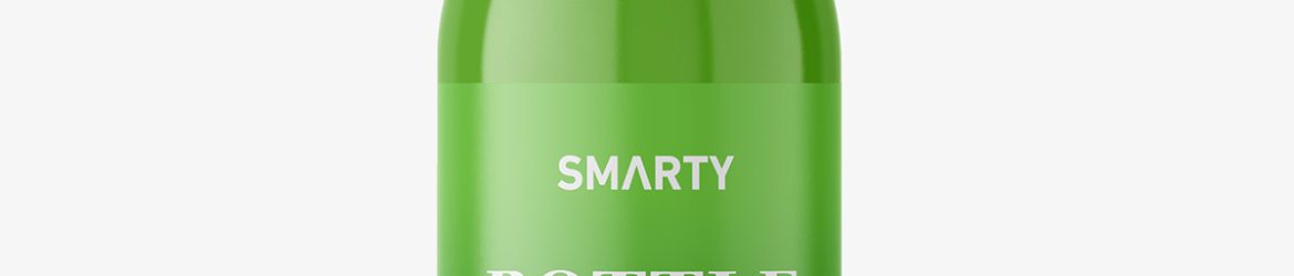 Curved bottle with disctop mockup / glossy