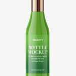 Curved bottle with disctop mockup / glossy