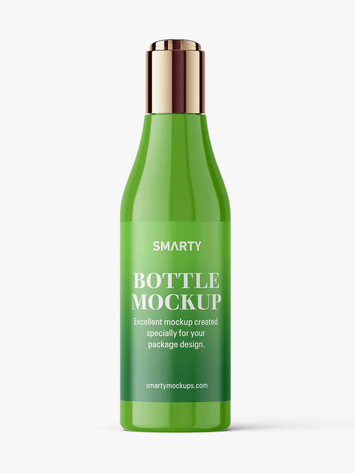 Curved bottle with disctop mockup / glossy