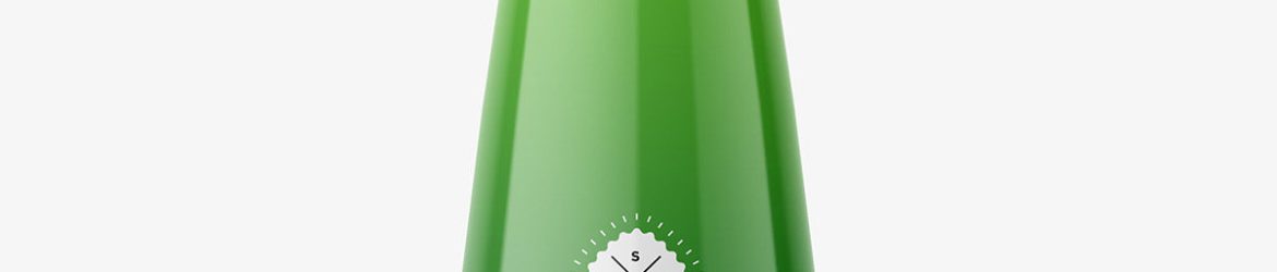 Curved bottle with pump / glossy