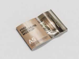Curved-page A5 brochure mockup