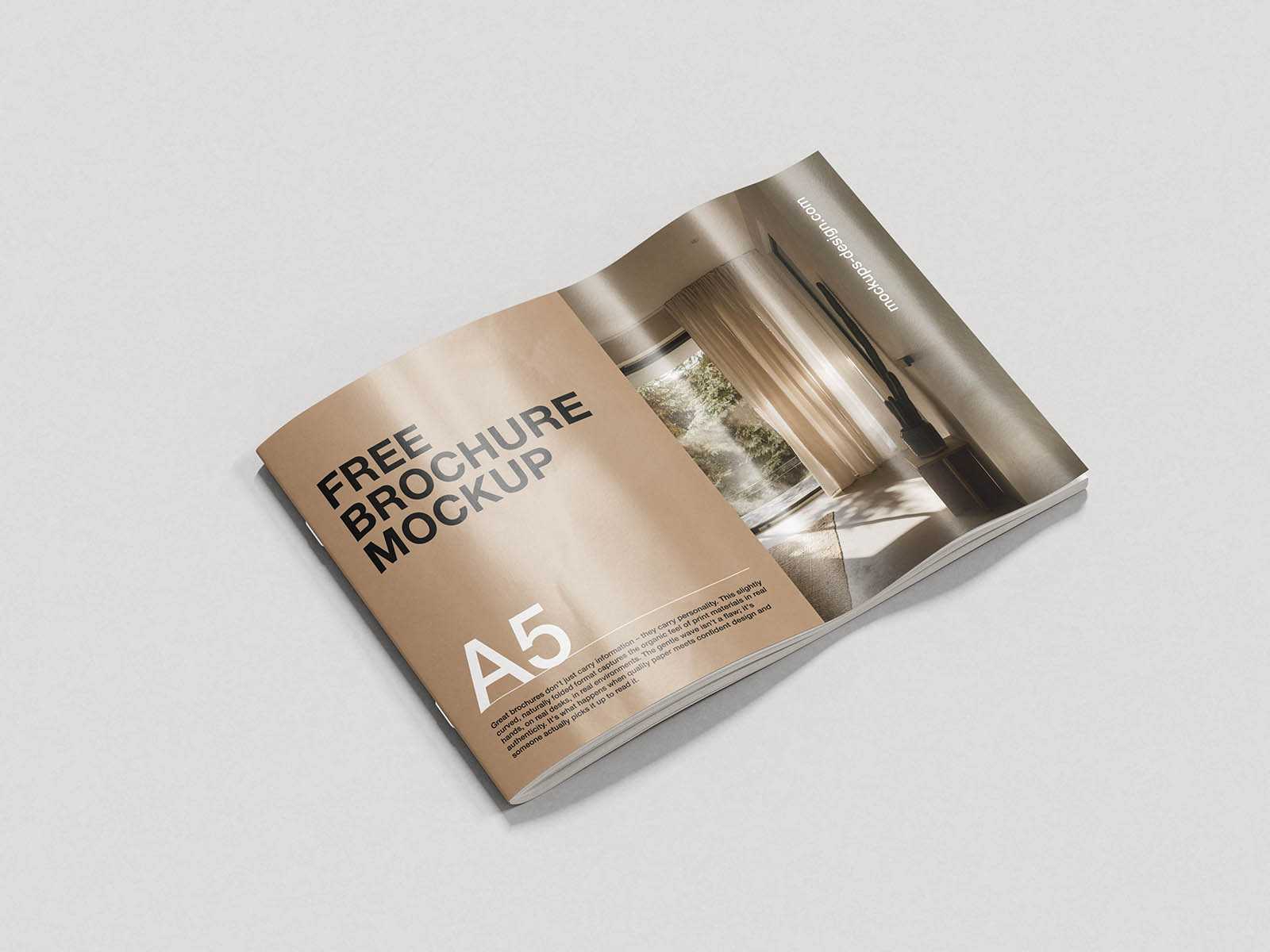 Curved-page A5 brochure mockup