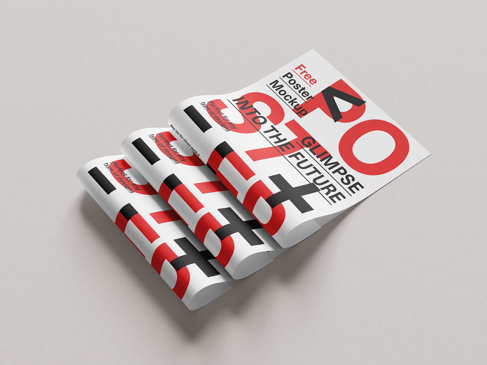 Curved poster mockup - Instant Download