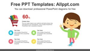 Cute Girl Reading Book Diagram Template