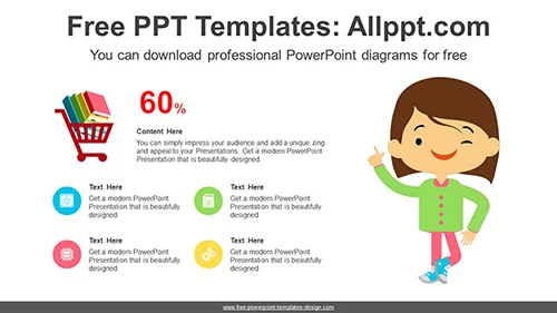 Cute Girl Reading Book Diagram Template