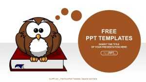 Cute owl on books-Education PowerPoint Templates
