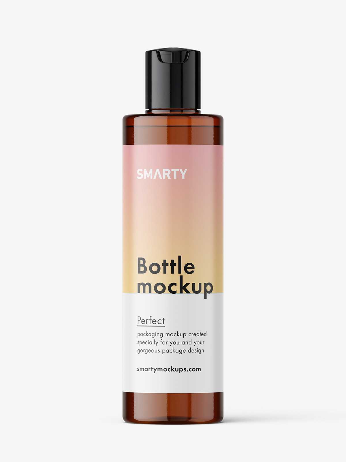 Cylinder bottle with disctop mockup / amber