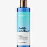 Cylinder bottle with disctop mockup / blue