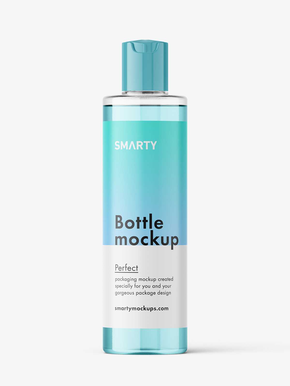 Cylinder bottle with disctop mockup / clear