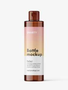 Cylinder bottle with flip top mockup / amber