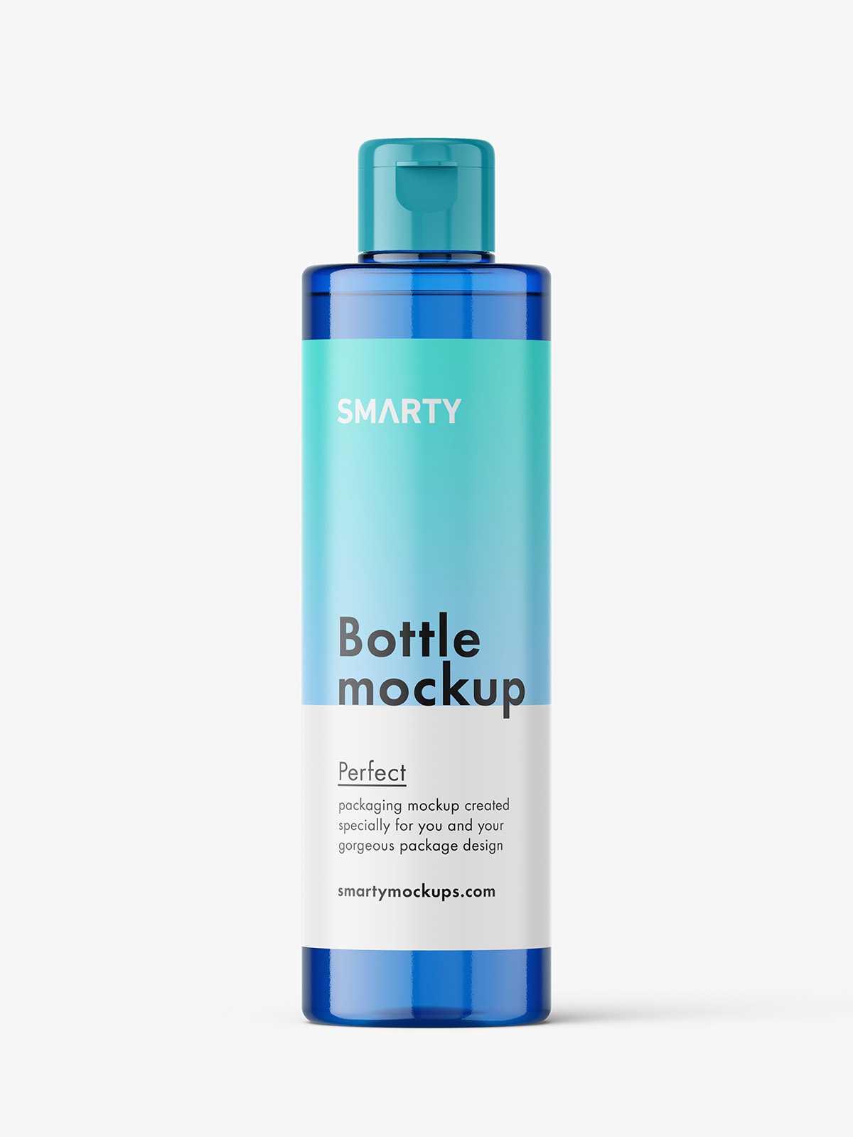 Cylinder bottle with flip top mockup / blue