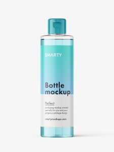 Cylinder bottle with flip top mockup / clear