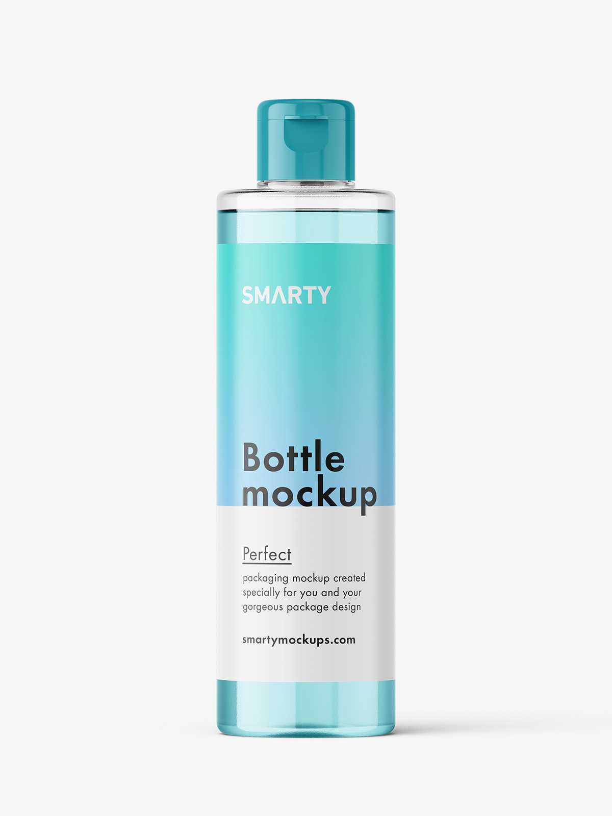 Cylinder bottle with flip top mockup / clear
