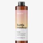 Cylinder bottle with screw cap mockup / amber