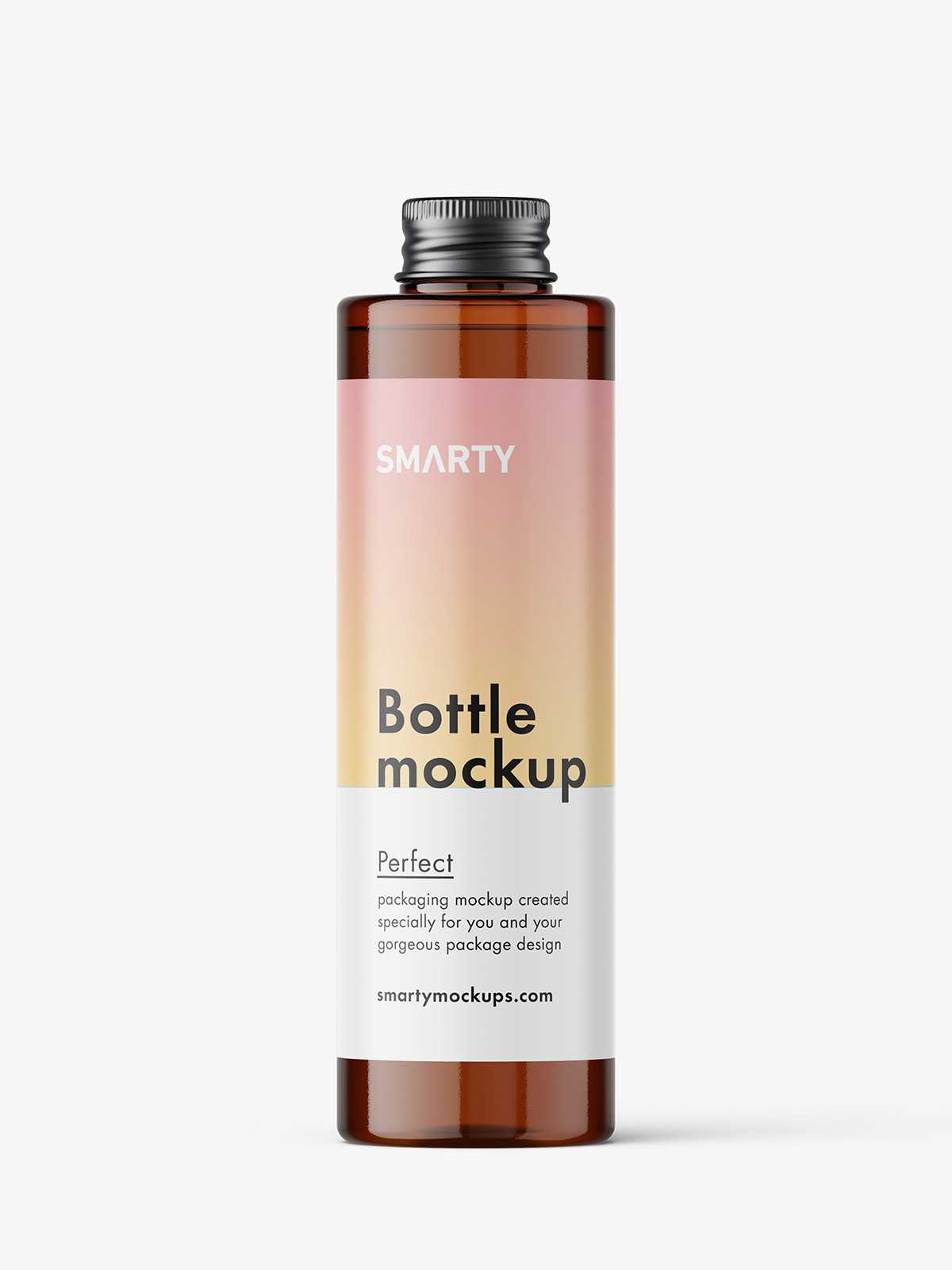 Cylinder bottle with screw cap mockup / amber