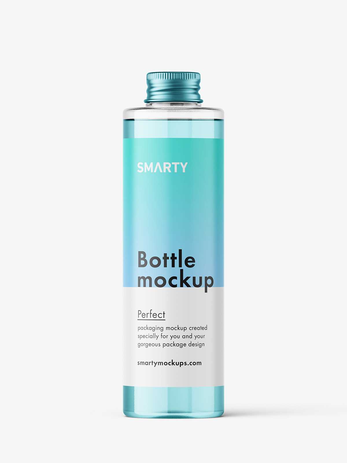 Cylinder bottle with screw cap mockup / clear