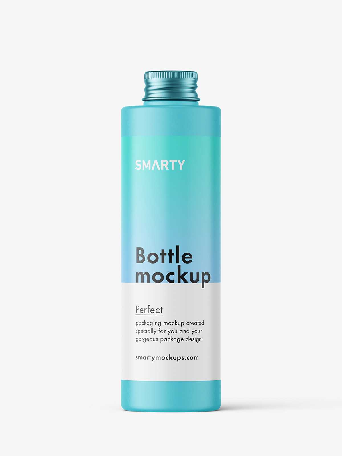 Cylinder bottle with screw cap mockup / matt