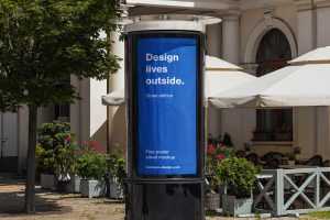 Cylindrical street poster mockup