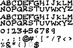 Mapa de caracteres da fonte Da Serif Kid Font