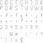 Mapa de caracteres da fonte Daddy Background Font