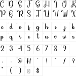 Mapa de caracteres da fonte Daddy Font