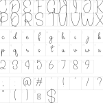 Mapa de caracteres da fonte Daddy Signature Font
