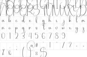 Mapa de caracteres da fonte Daddy Signature Font