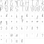 Mapa de caracteres da fonte Daddy Signature Font