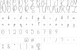 Mapa de caracteres da fonte Daddy Vintage Font