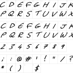 Mapa de caracteres da fonte Dadiomouse Font