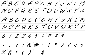 Mapa de caracteres da fonte Dadiomouse Font