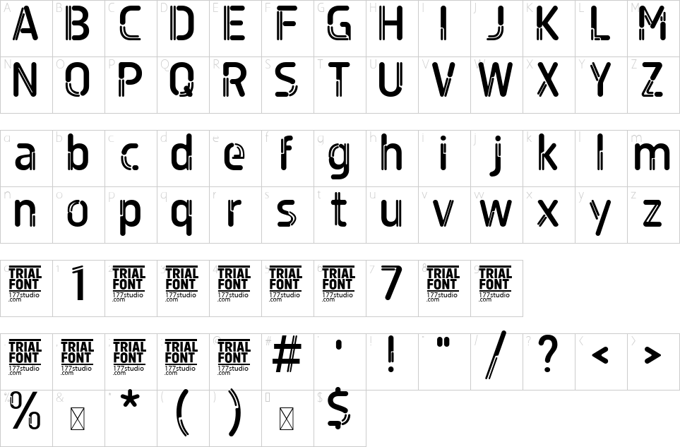 Mapa de caracteres da fonte Daesang Space Font