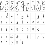 Mapa de caracteres da fonte Daily Font