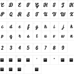 Mapa de caracteres da fonte Daily Grind Font