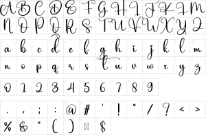 Mapa de caracteres da fonte Daisy Font