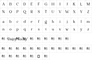 Mapa de caracteres da fonte Daisy Tacky Font