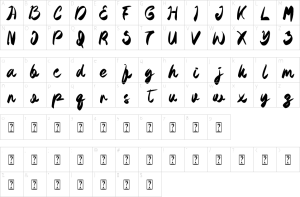 Mapa de caracteres da fonte Dallen Chicago Font