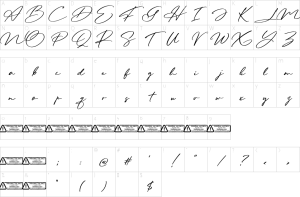Mapa de caracteres da fonte Dalli Signature Font