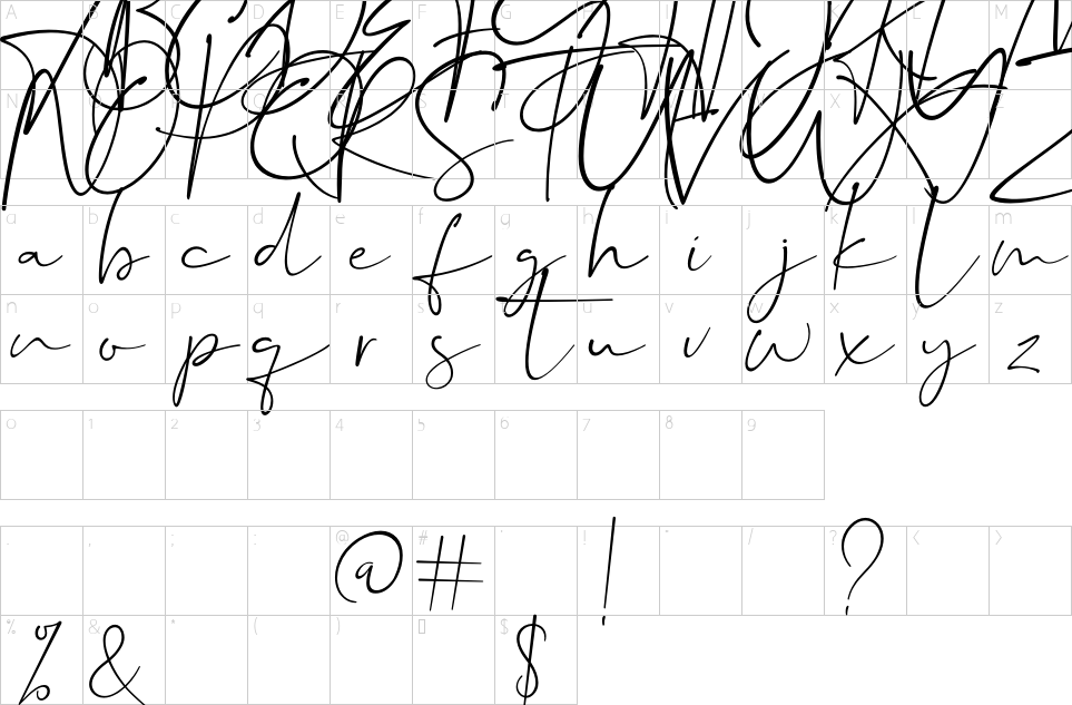Mapa de caracteres da fonte Dalmatins Font