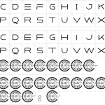 Mapa de caracteres da fonte Damention Font