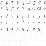 Mapa de caracteres da fonte Dancing In The Beat Font