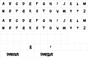 Mapa de caracteres da fonte Danger Diabolik Font