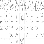 Mapa de caracteres da fonte Daniel Signature Font