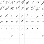 Mapa de caracteres da fonte Daniels Signature Font