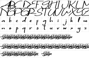 Mapa de caracteres da fonte Dannia Roseline Font