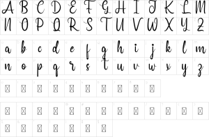 Mapa de caracteres da fonte Daringness Font