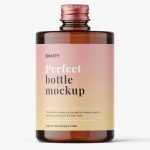 Dark amber screw cap bottle mockup