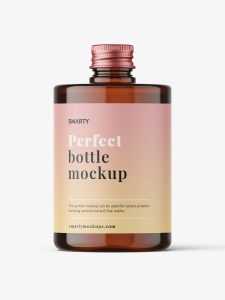 Dark amber screw cap bottle mockup