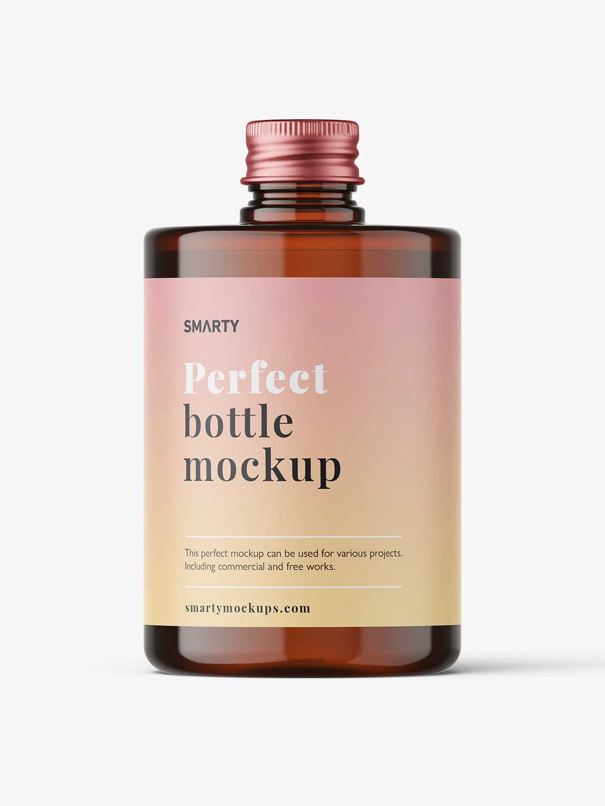Dark amber screw cap bottle mockup