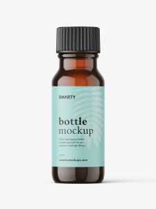 Dark amber vial bottle mockup